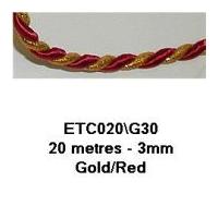 3mm essential trimmings decorative cord trimming goldred