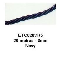 3mm essential trimmings decorative cord trimming navy