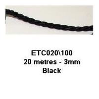 3mm Essential Trimmings Decorative Cord Trimming Black