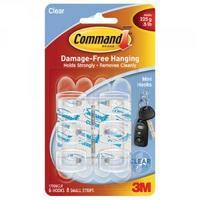 3M Command Mini Clear Hooks With Clear Strips 17006CLR