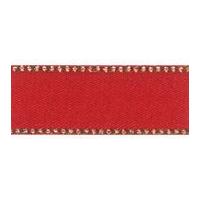 3mm Berisford Gold Metallic Edge Satin Ribbon 15 Red