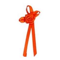 3mm Berisford Long Ribbon Rose Centred Bows 761 Autumn Orange