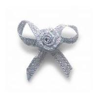 3mm Berisford Ribbon Rose Centred Bows 100 Silver