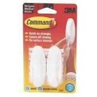 3m command adhesive medium oval hook pack of 2 white