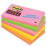3M Post-it Super Sticky Note 76x127mm Neon Rainbow Pack of
