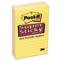 3M Post-it Super Sticky Note 152x102mm Ruled Feint Yellow