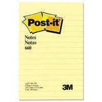 3m post it note pad 102x152mm ruled feint yellow 660