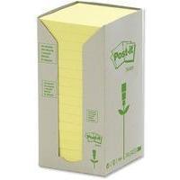 3M Post-it Note Recycled Carton of 654 Yellow Pads Pack