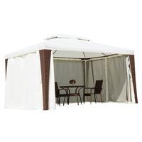 3m x 4m Rattan Metal Gazebo in Cream