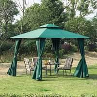 3m x 3m Patio Garden Metal Gazebo Shelter Pavilion with Sidewalls in Dark Green