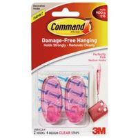 3M Command Pink Plastic Hooks Pack of 2