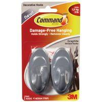 3m command graphite graphite effect plastic hooks pack of 2