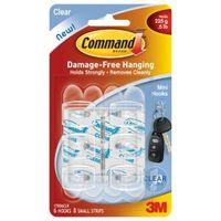 3M Command Plastic Mini Hooks Pack of 6