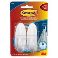 3M Command White Plastic Bath Hooks Pack of 2