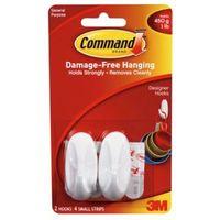 3M Command White Plastic Hooks Pack of 2