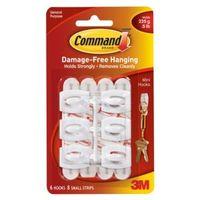 3M Command White Plastic Hooks Pack of 6