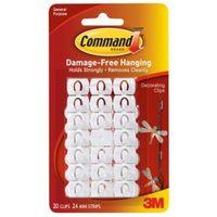 3M Command White Plastic Decoration Clips Pack of 20