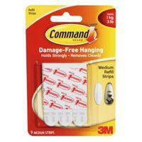 3M Command White Plastic Mounting/Refill Strips Pack of 9