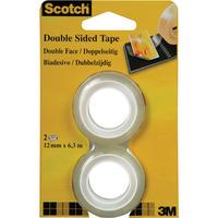 3M 6651263 Scotch Double Sided Tape 12mm x 6.3M Pack Of 2