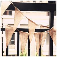 3meter/Pcs 1315cm 13pcs Flag Hessian Flags And Banners Rustic Hessian Garland Bunting / Country Wedding Decorations