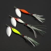 3Pcs 10g / 9.5cm Spoon Hard Fishing Lures Spinner Sequin Paillette Baits with Feather Hook Tackle