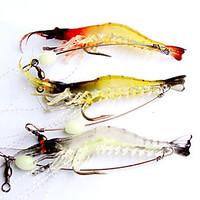 3pcs Fishing Lures 95mm/6.4g Luminous Shrimp Soft Bait with Hook Random Color