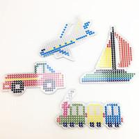 3pcs 5mm fuse beads template clear pegboard colorful truck train plane ...