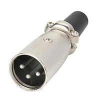 3pin Cannon XLR Male Plug Connector / Adapter - Black Silver