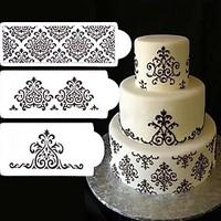 3Pcs Lot Lace Flower Cake Stencil Cake Cookie Fondant Side Baking Stencil Wedding Decorating Tool