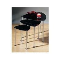 3pc nesting tables in black glass and chrome