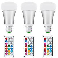 3pcs-10W E26/E27 LED Bulbs Color Changing Daylight White 2-in-1 Dimmable with Remote Control 60W ReplacementRGBW