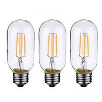 3PCS 4W B22/E27 LED Filament Bulbs T45 4COB 400 lm Warm White Dimmable AC 220-240 AC 110-130 V