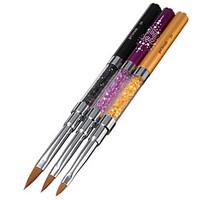 3Pc Nail Art Care Tools Crystal Gel Pen Brush Handle Nail Art Tool Pen Anti-slip handle, soft hair