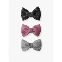 3PK BLK WHITE SILVER MIIN BOWS