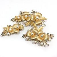 3pcs Leaf Hair Combs with Crystal Pearl Hair Jewelry