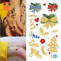 3PCS/SET Tattoo Sticker Gilding Christmas Designs Non-toxic Environmental Protection Waterproof Breathable