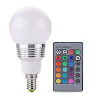 3W E14 LED Globe Bulbs A60(A19) 1 COB 240LM lm RGB Dimmable / Remote-Controlled / Decorative AC 85-265 V 1 pcs