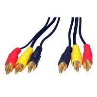 3x RCA Plugs (Left, Right + Video) - 3x RCA Plugs (Left, Right + Video) Gold - 3m