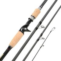4 Sections Carbon Fiber Portable Baitcasting Spinning Fishing Rod Medium Rod Fishing Pole for Saltwater and Freshwater