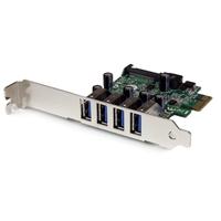4 Port PCI Express PCIe SuperSpeed USB 3.0 Controller Card Adapter with SATA Power - Low Profile