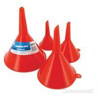 4 Piece 50, 75, 100 & 120mm Silverline Funnel Set