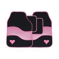 4 Pce Pink Carpet Mat Set With Heart