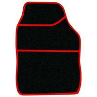 4 pce carpet mats velour black red binding