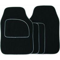 4 pce Carpet Mats Velour Black -Grey / Grey binding