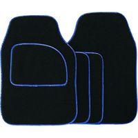 4 pce Carpet Mats Velour Black / Blue binding