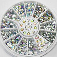 4 Size 300pcs Nail Art Tips Crystal Glitter Rhinestone Decoration Wheel