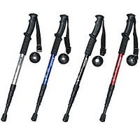 4 Sections Folding Straight Type Functional Hiking Poles (Random Color)