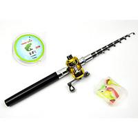 4 in 1 Set Fibre Glass Pen Fishing Rod Set Kids Fishing Pole Rod 4.6ft Black 8 sections