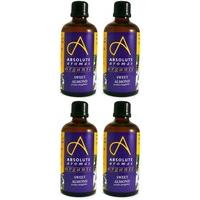 (4 PACK) - Absolute Aromas - Organic Almond Sweet Oil | 100ml | 4 PACK BUNDLE