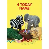 4 today animals | fourth birthday card